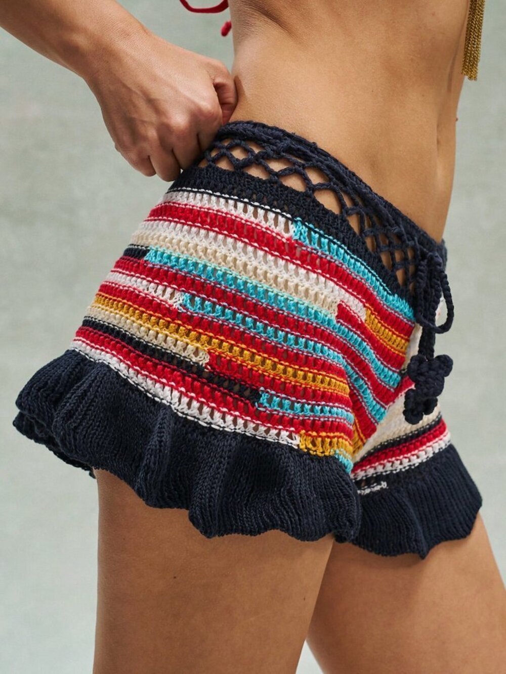 Multicolor Boho Women's Crochet Shorts